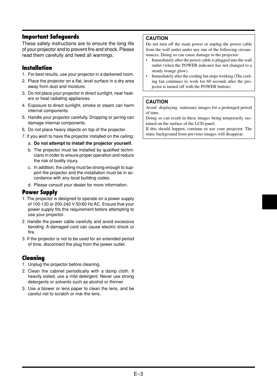 Important safeguards, Installation, Power supply | Cleaning | Nokia VT45K User Manual | Page 5 / 45