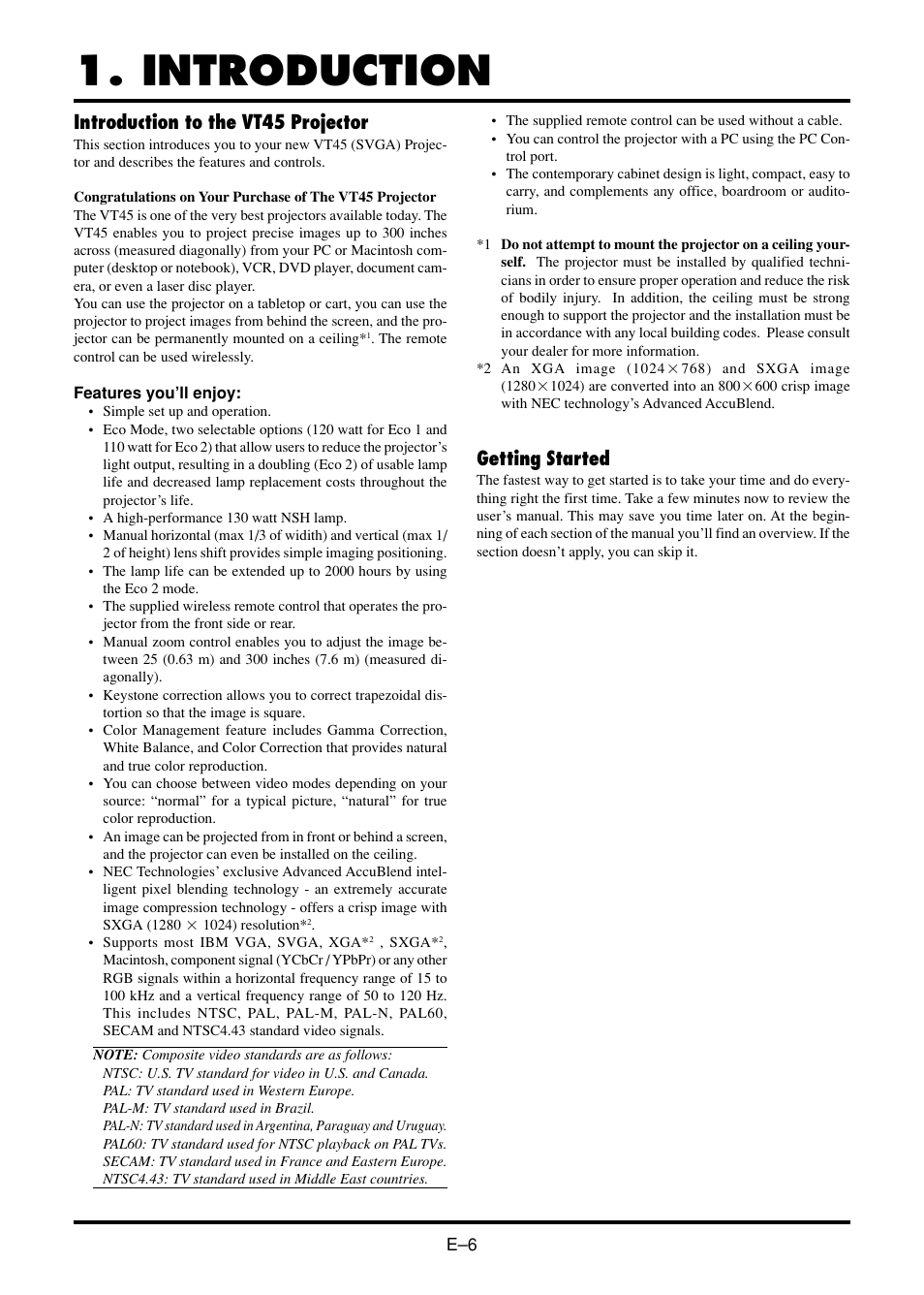 Introduction, Introduction to the vt45 projector, Getting started | Nokia VT45K User Manual | Page 8 / 45