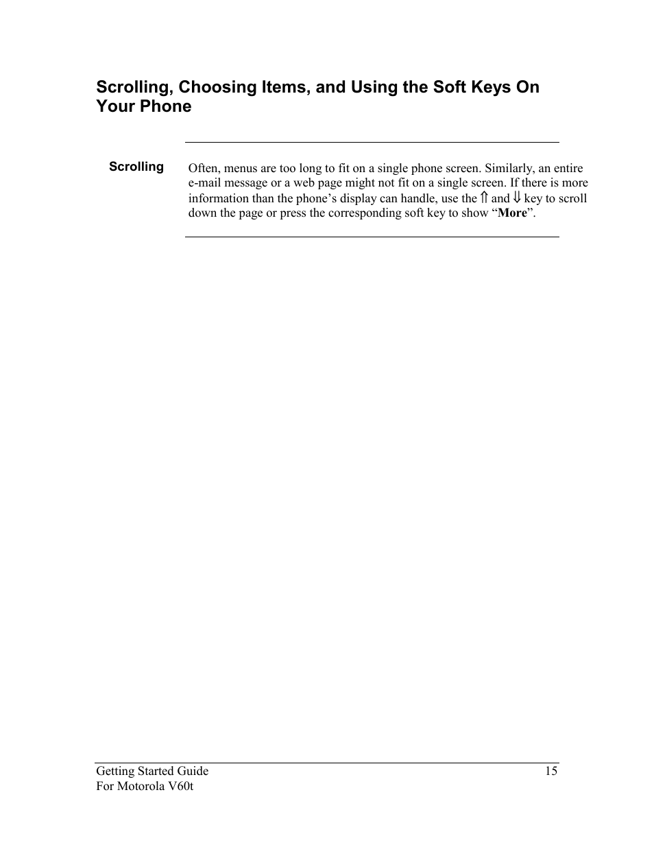 Scrolling, Crolling, Hoosing | Tems, Sing the, Hone | Nokia Motorola User Manual | Page 16 / 23