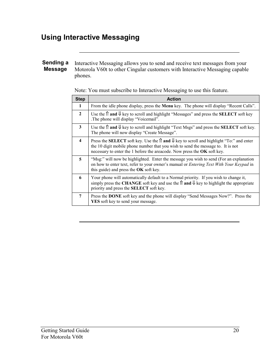 Using interactive messaging, Sending a message, Sing | Nteractive, Essaging | Nokia Motorola User Manual | Page 21 / 23