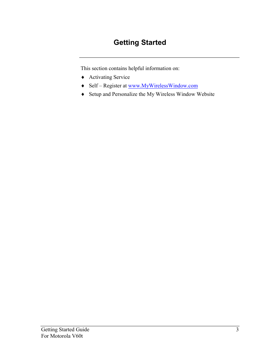 Getting started, Getting started 3 | Nokia Motorola User Manual | Page 4 / 23