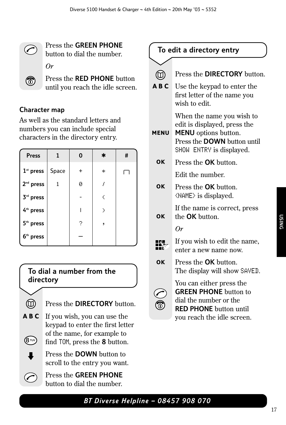 Show entry, Name, Saved | Nokia BT DIVERSE 5100 User Manual | Page 19 / 40