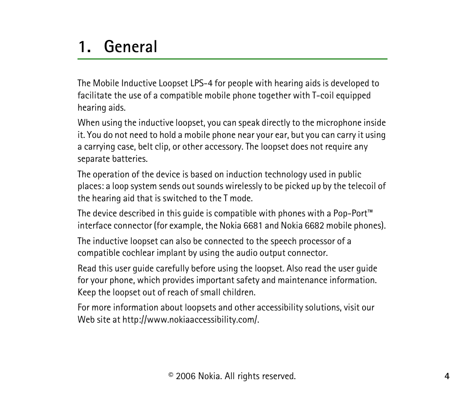 General | Nokia LPS-4 User Manual | Page 4 / 9