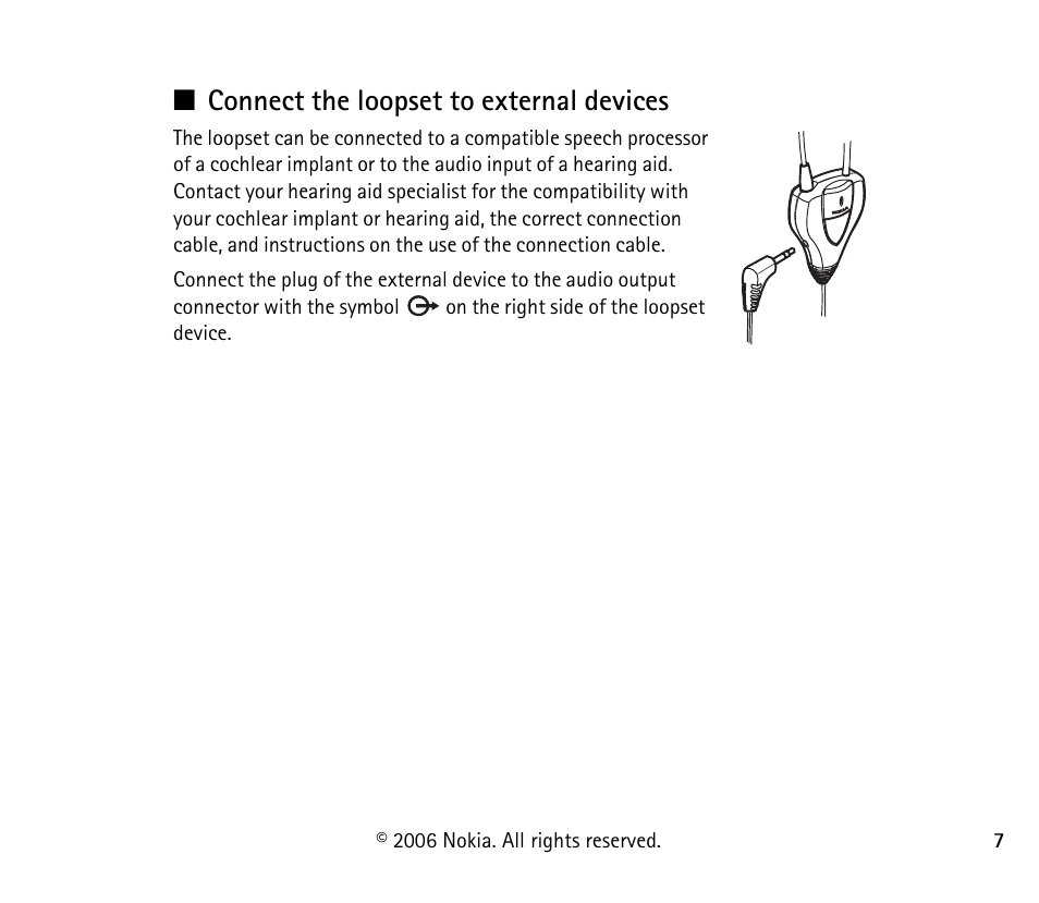 Connect the loopset to external devices | Nokia LPS-4 User Manual | Page 7 / 9