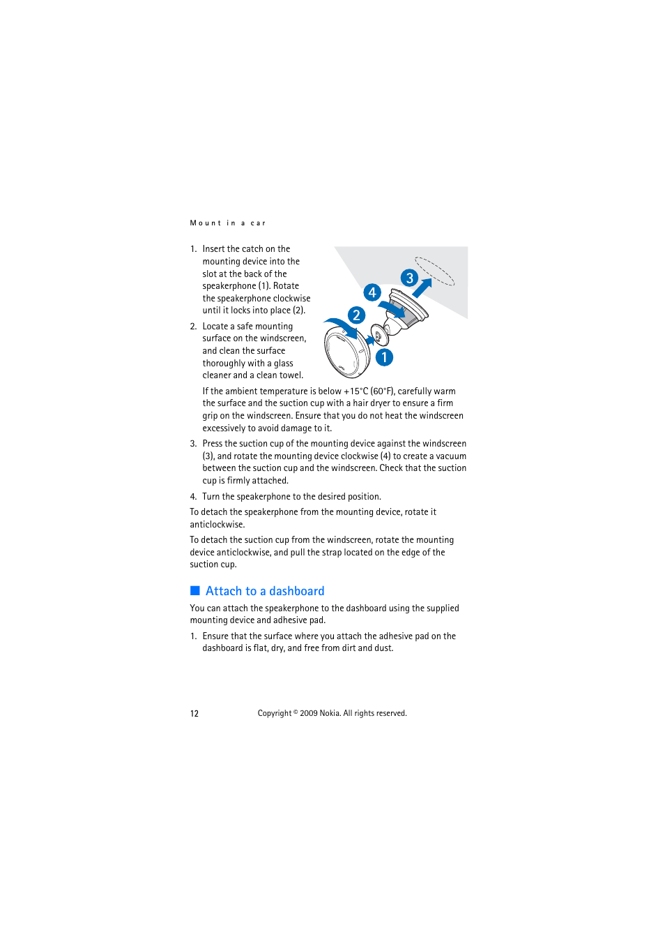 Attach to a dashboard | Nokia HF-510 User Manual | Page 12 / 20