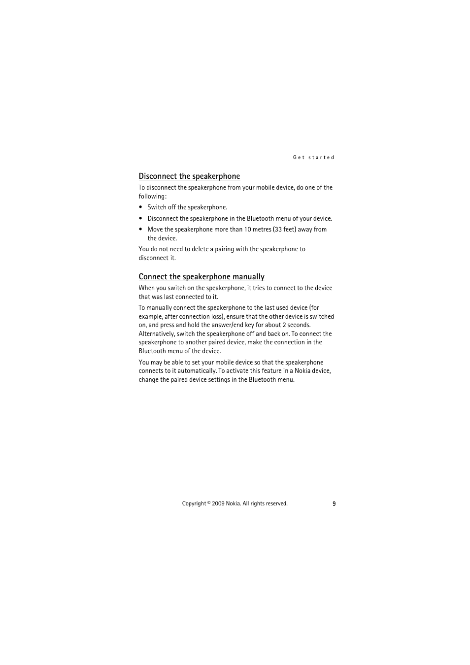 Disconnect the speakerphone, Connect the speakerphone manually | Nokia HF-510 User Manual | Page 9 / 20