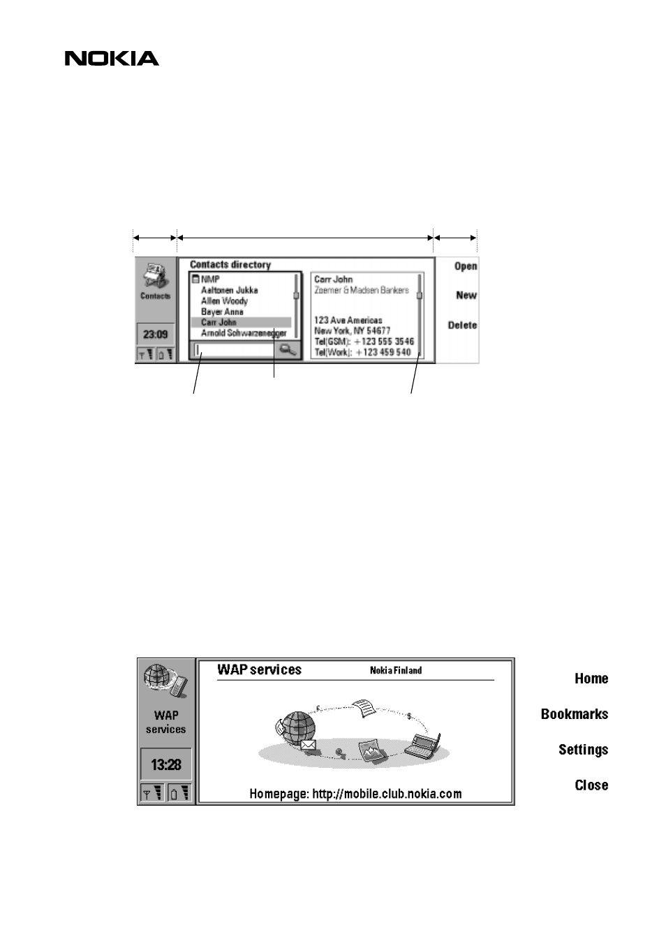 Display components, Wap browser display | Nokia 9110i User Manual | Page 10 / 26