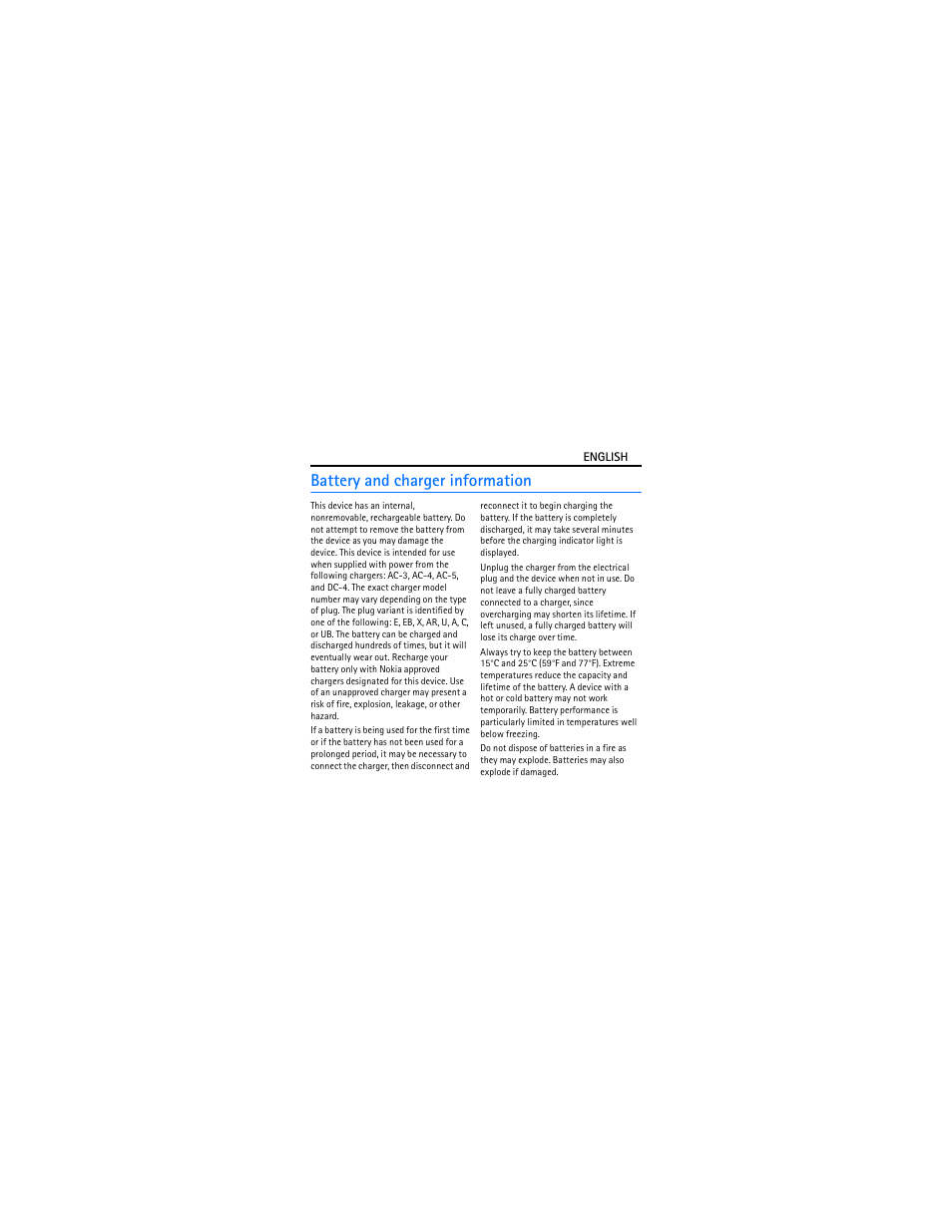 Battery and charger information | Nokia BH-606 User Manual | Page 7 / 9