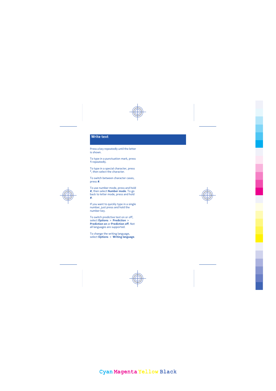 Cyan, Cyan magenta magenta yellow yellow black black | Nokia 203 User Manual | Page 18 / 51