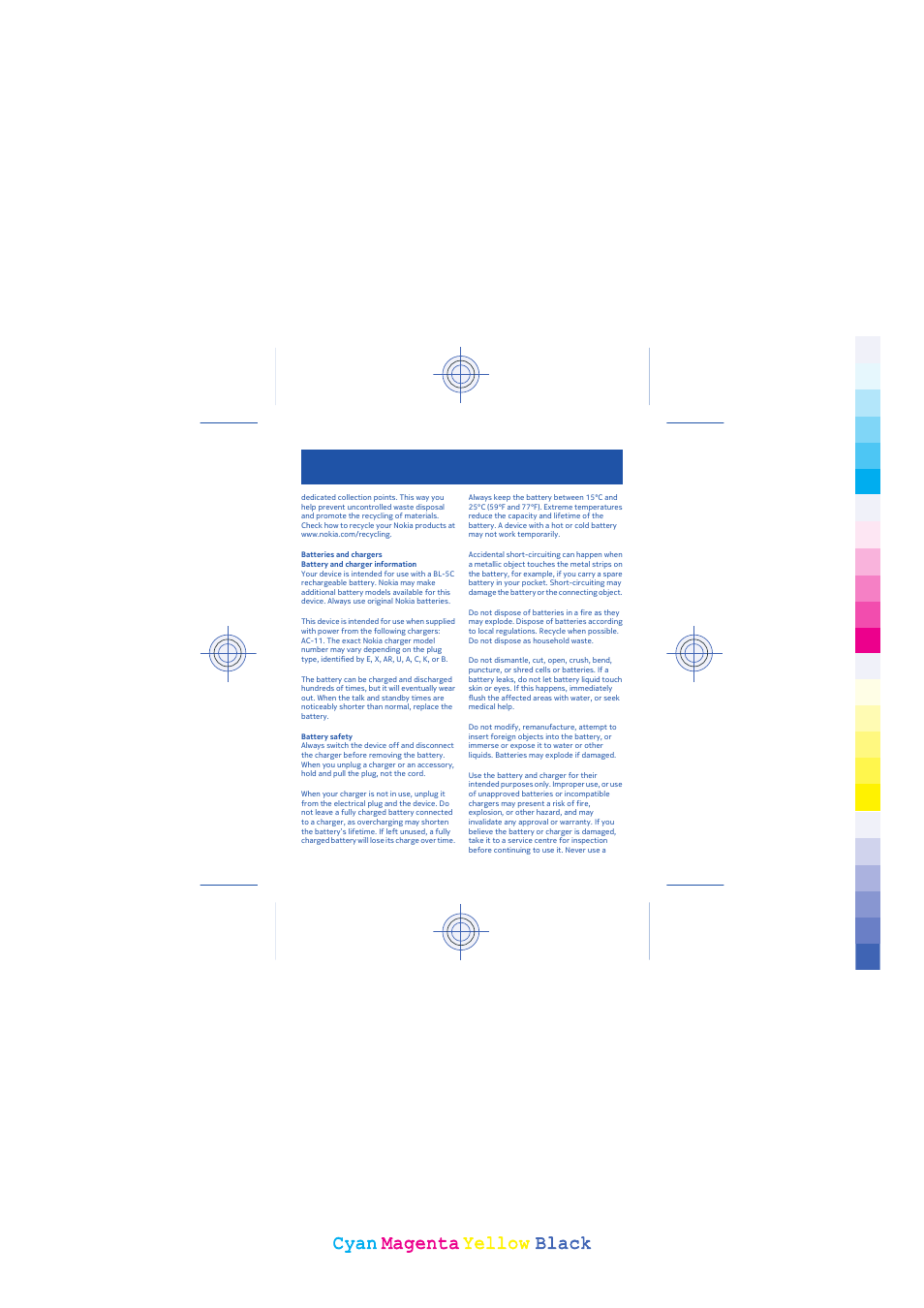 Cyan, Cyan magenta magenta yellow yellow black black | Nokia 203 User Manual | Page 46 / 51