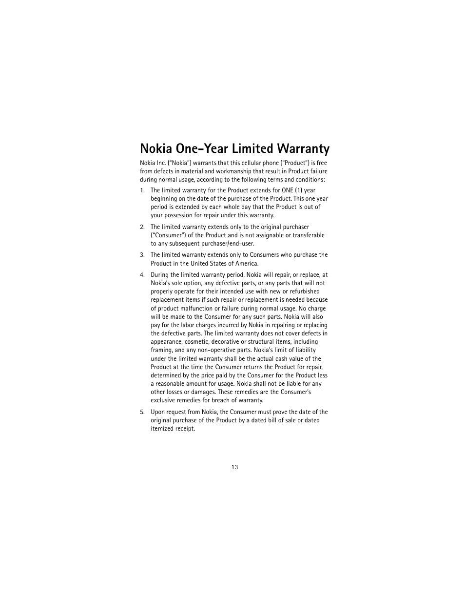 Nokia one-year limited warranty | Nokia SU-4 User Manual | Page 17 / 24