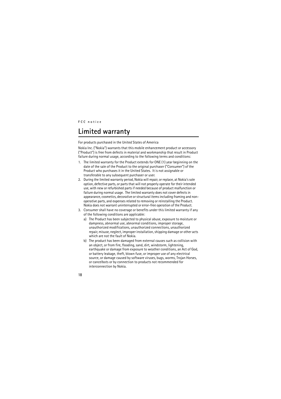 Limited warranty | Nokia (HS-11W) User Manual | Page 18 / 84