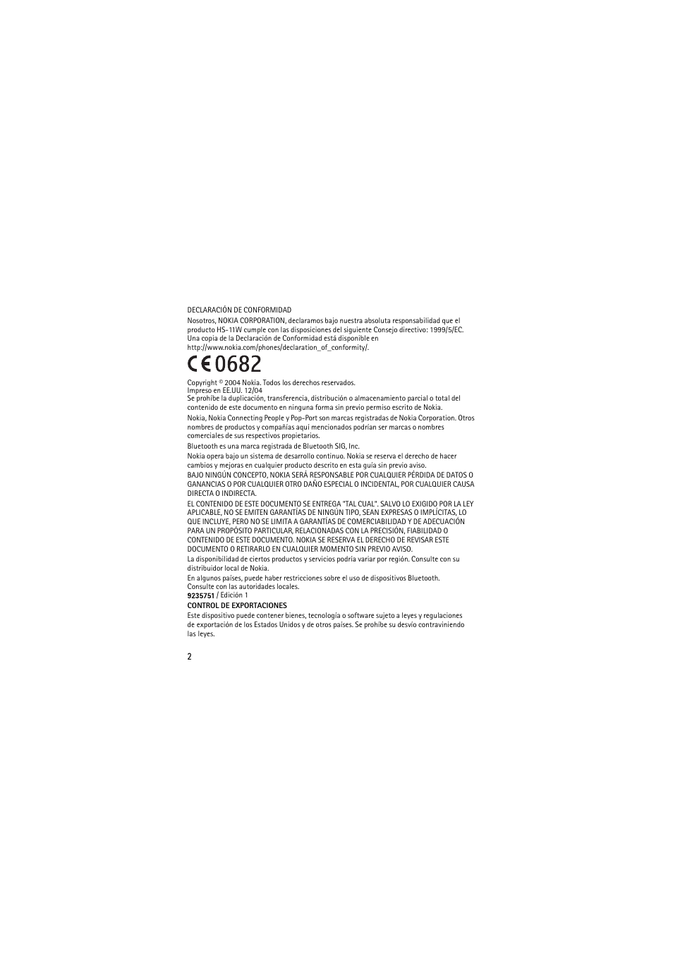 Nokia (HS-11W) User Manual | Page 22 / 84