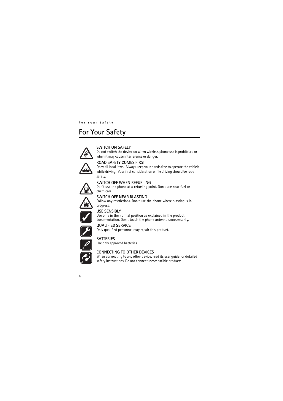 For your safety | Nokia (HS-11W) User Manual | Page 4 / 84