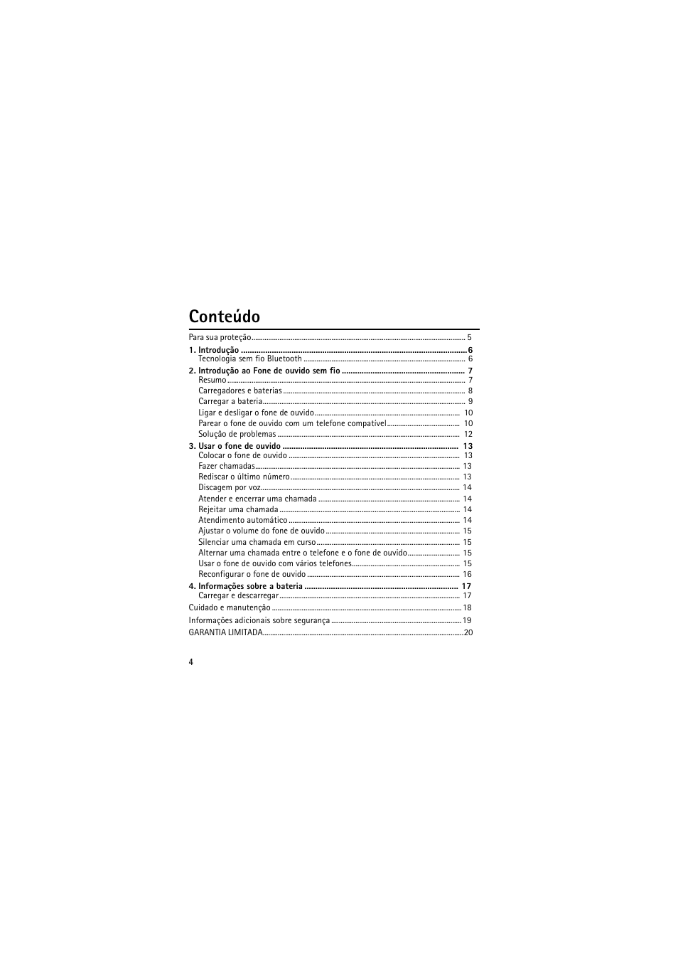 Conteúdo | Nokia (HS-11W) User Manual | Page 44 / 84