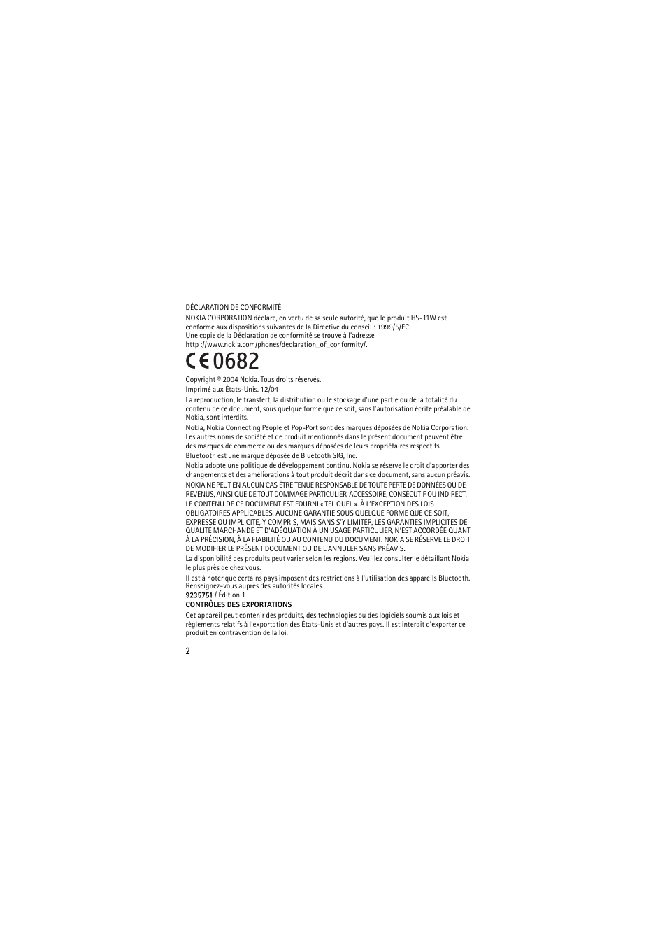Nokia (HS-11W) User Manual | Page 62 / 84