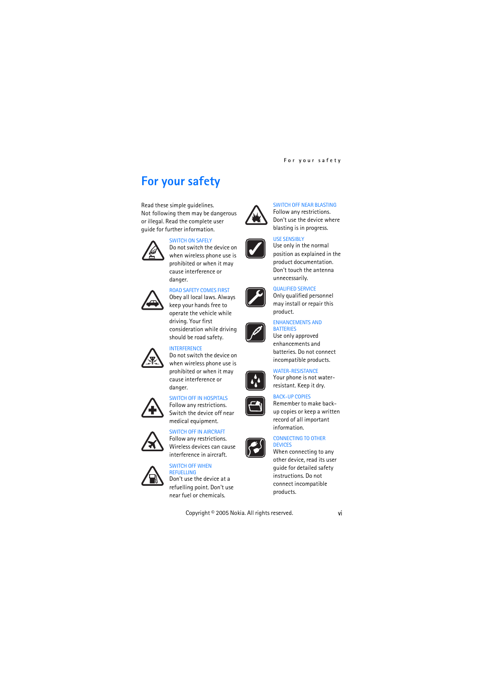 For your safety | Nokia 3155 User Manual | Page 6 / 95