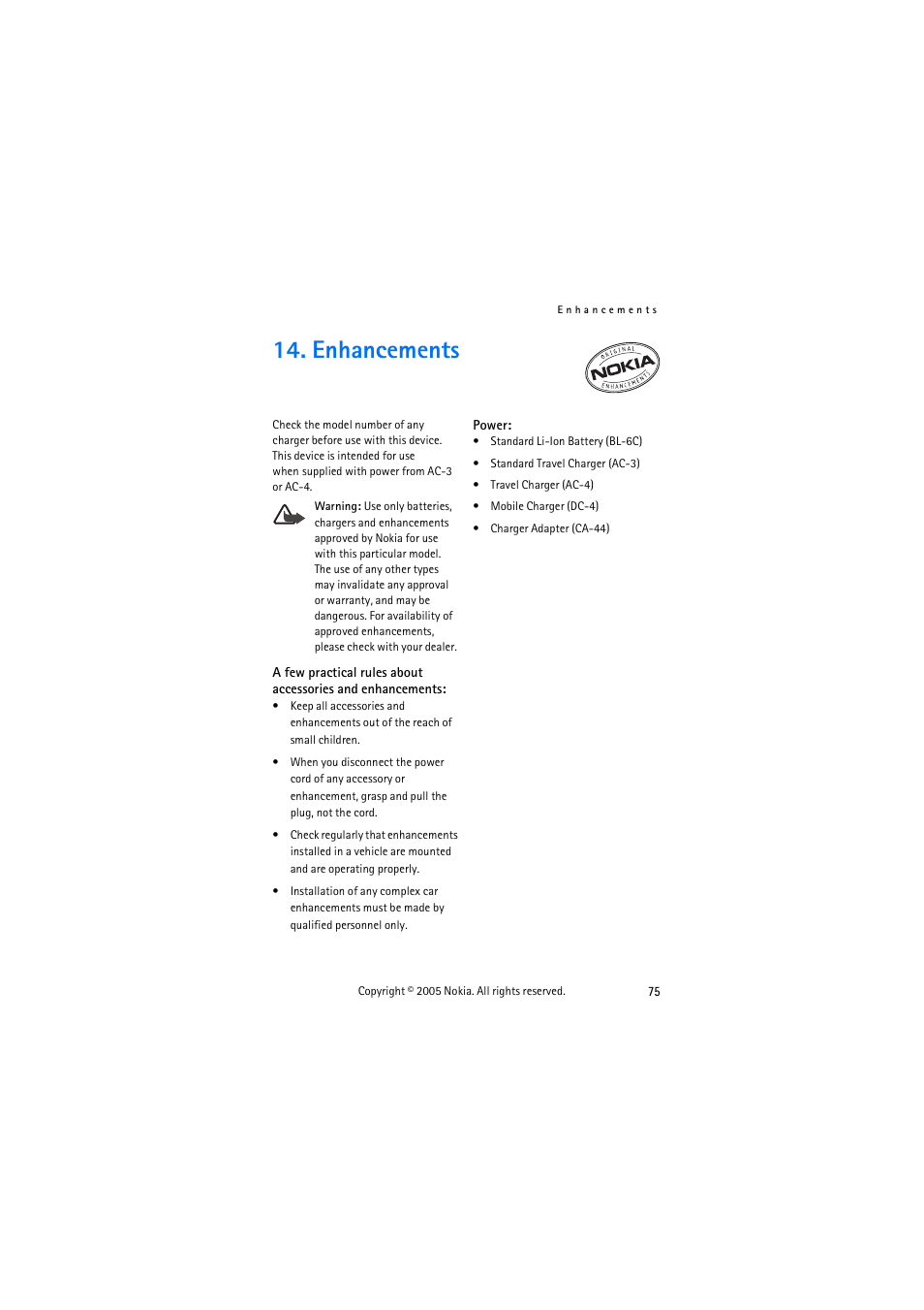 Enhancements | Nokia 3155 User Manual | Page 83 / 95