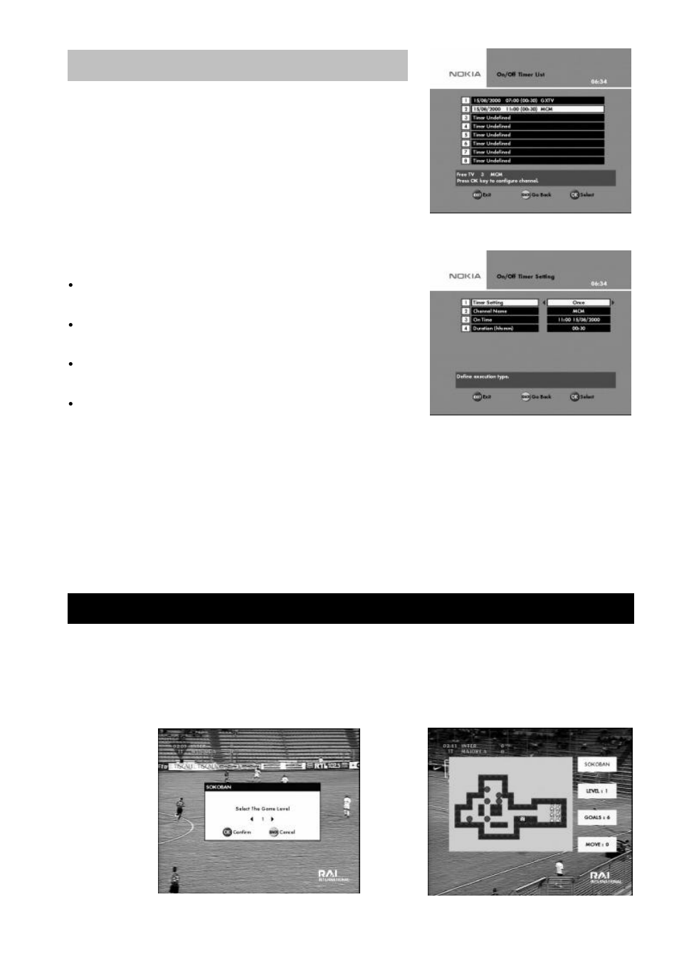 On/off timer setting, Game | Nokia 9400 S User Manual | Page 21 / 28