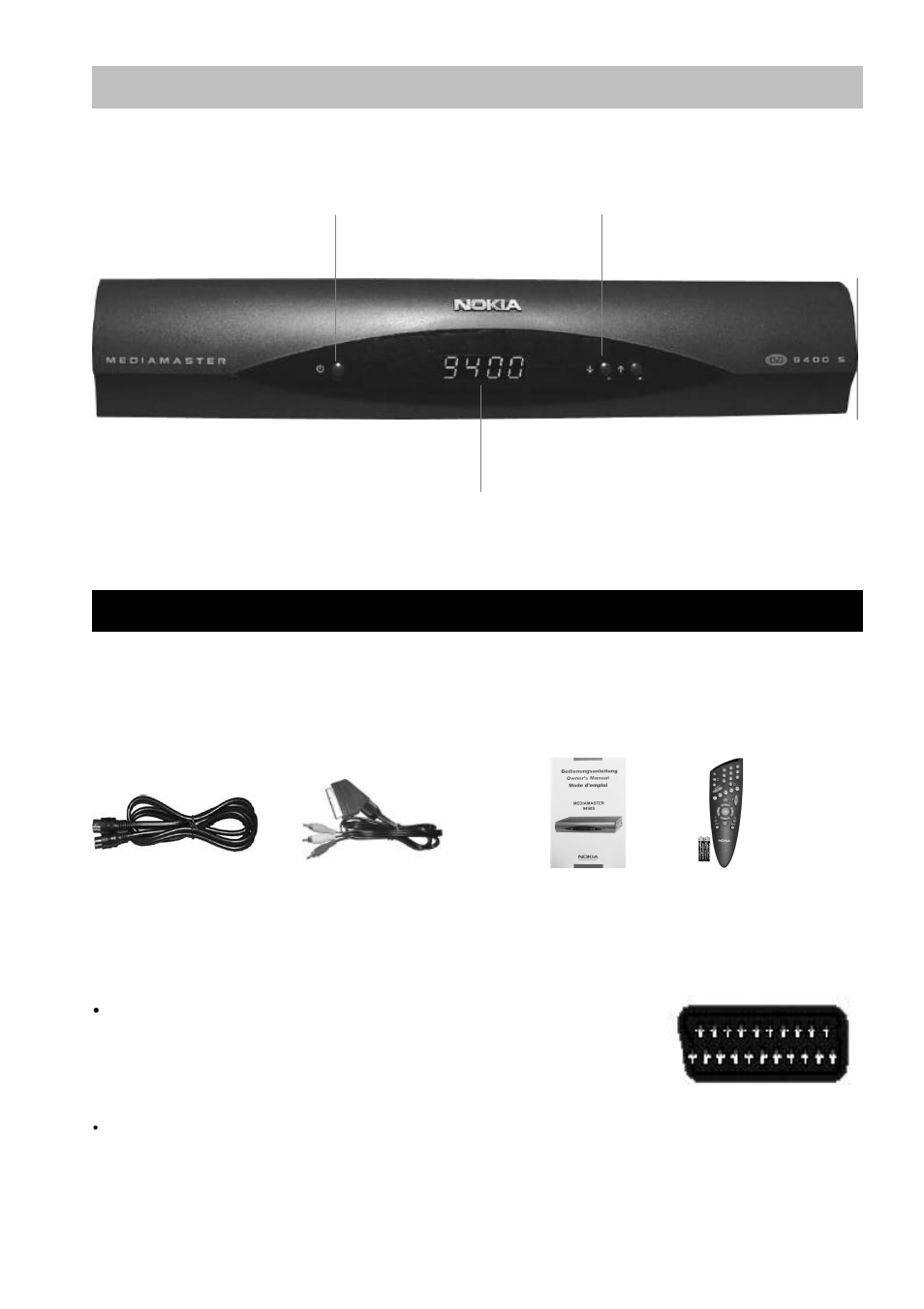 Front panel, Installation of the mediamaster | Nokia 9400 S User Manual | Page 5 / 28