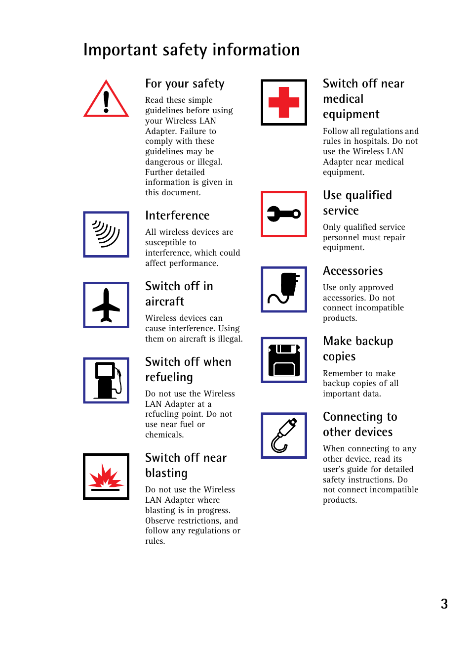 Important safety information | Nokia WIRELESS LAN ADAPTER A040 User Manual | Page 3 / 10