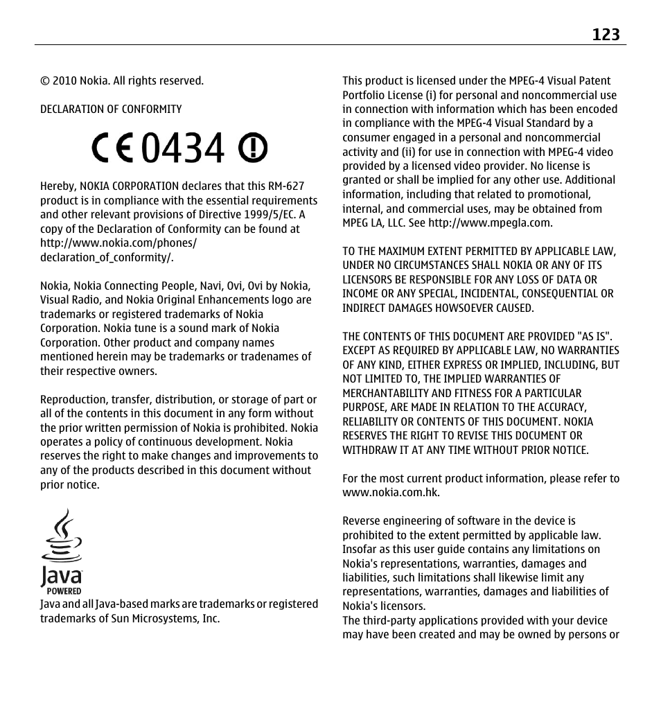 Nokia X5-01 User Manual | Page 123 / 130