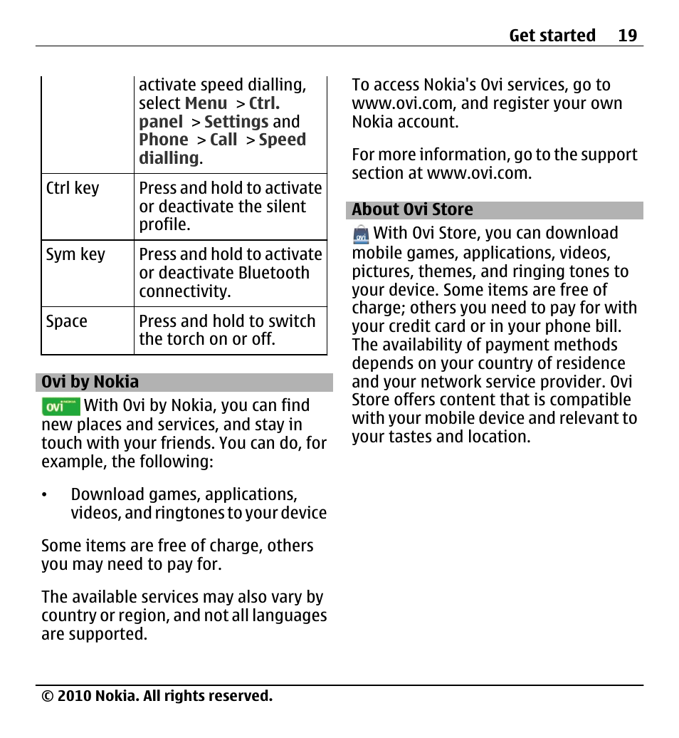 Ovi by nokia, About ovi store | Nokia X5-01 User Manual | Page 19 / 130