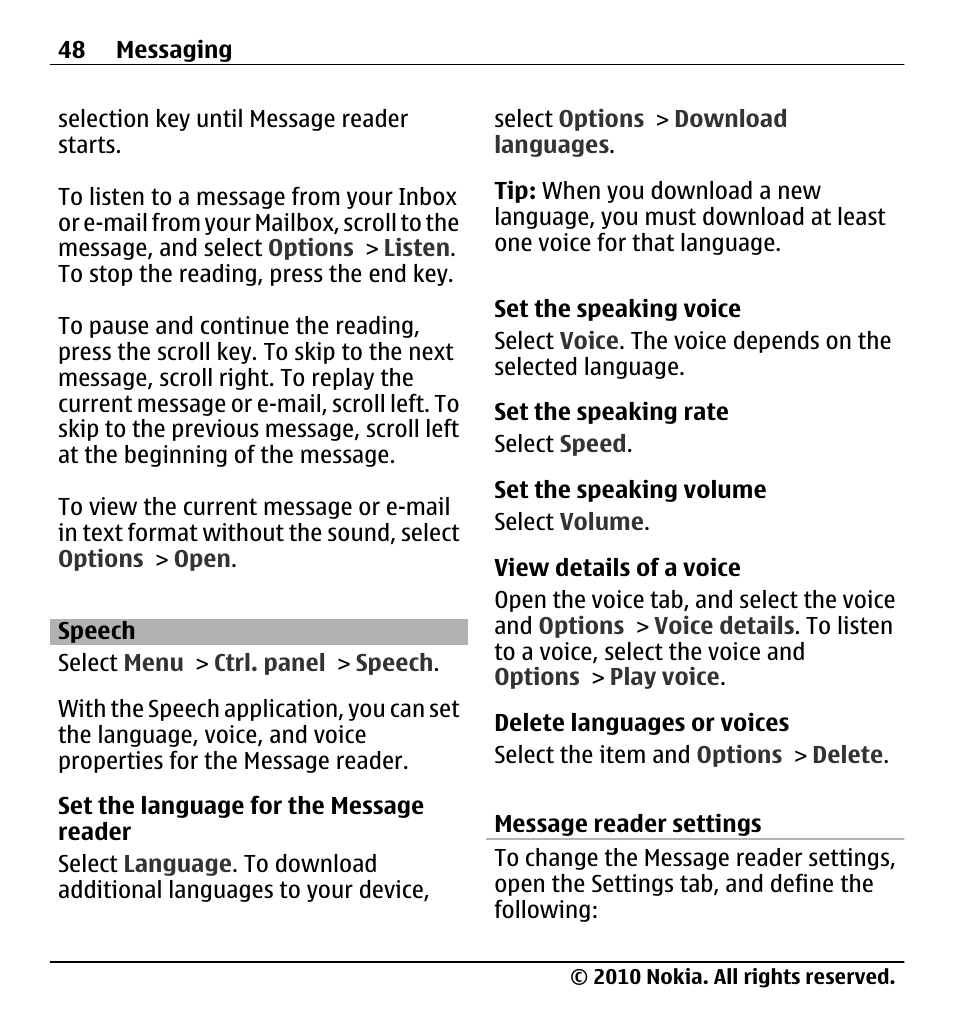 Speech | Nokia X5-01 User Manual | Page 48 / 130