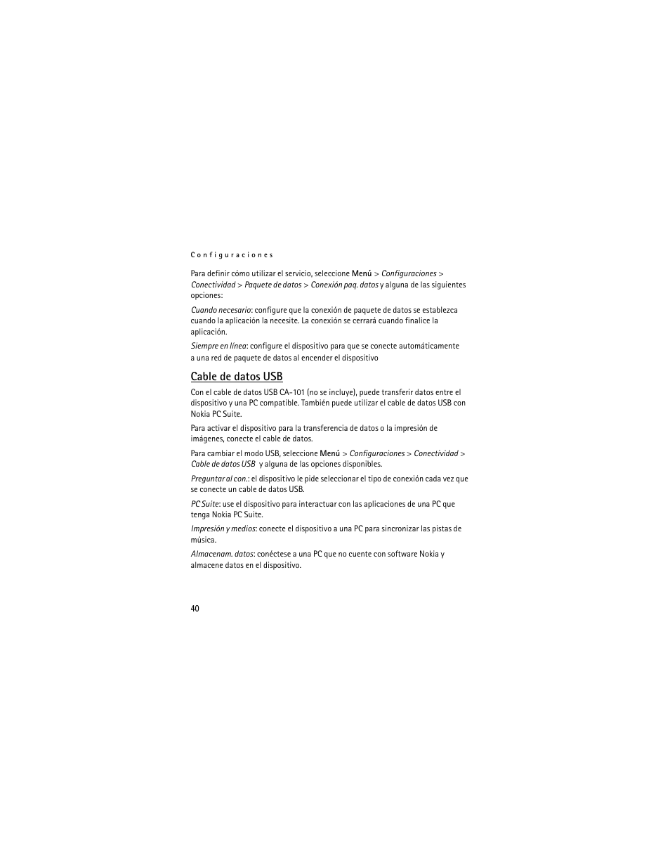 Cable de datos usb | Nokia 3711 User Manual | Page 105 / 138