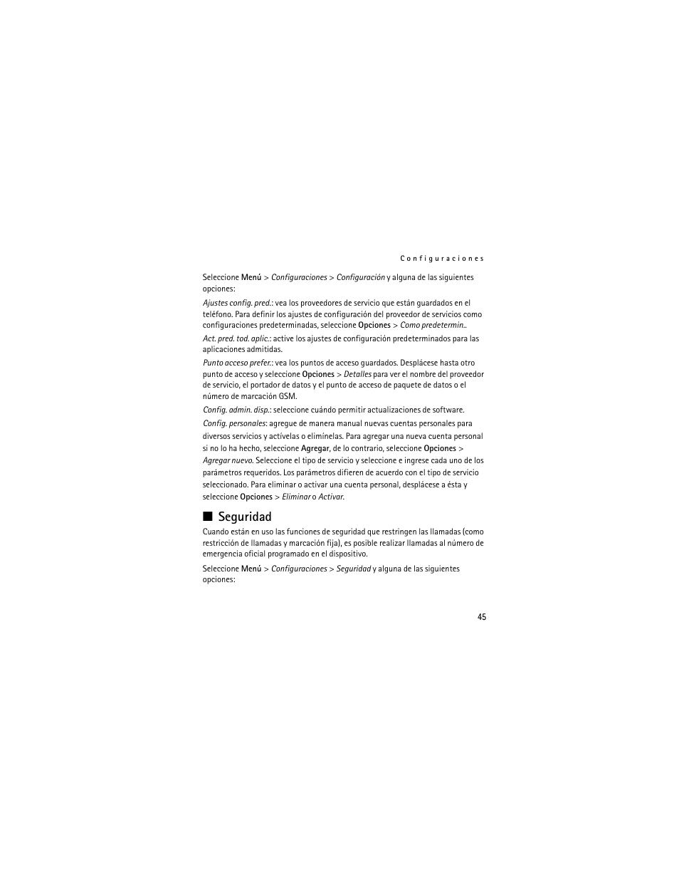 Seguridad | Nokia 3711 User Manual | Page 110 / 138