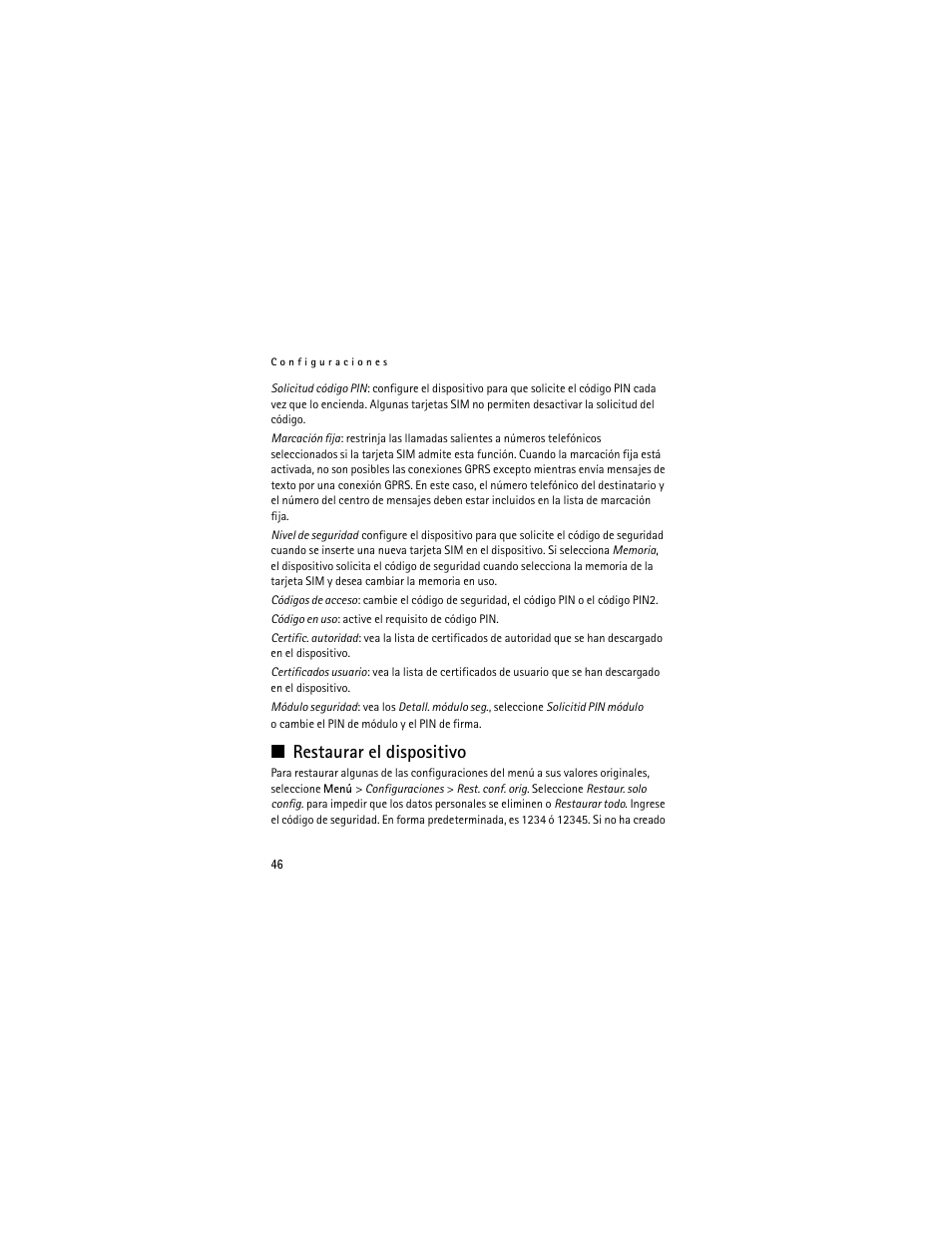 Restaurar el dispositivo | Nokia 3711 User Manual | Page 111 / 138
