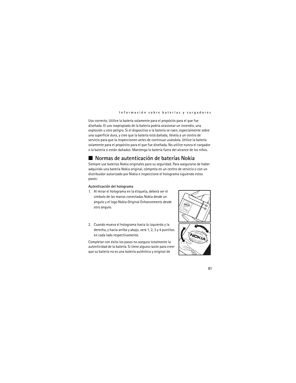 Normas de autenticación de baterías nokia | Nokia 3711 User Manual | Page 126 / 138