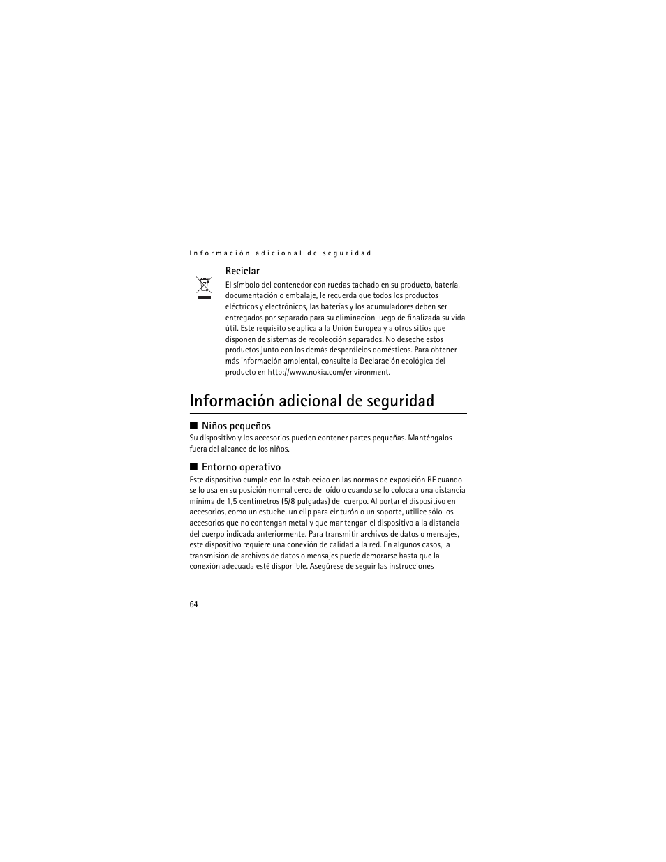 Información adicional de seguridad | Nokia 3711 User Manual | Page 129 / 138