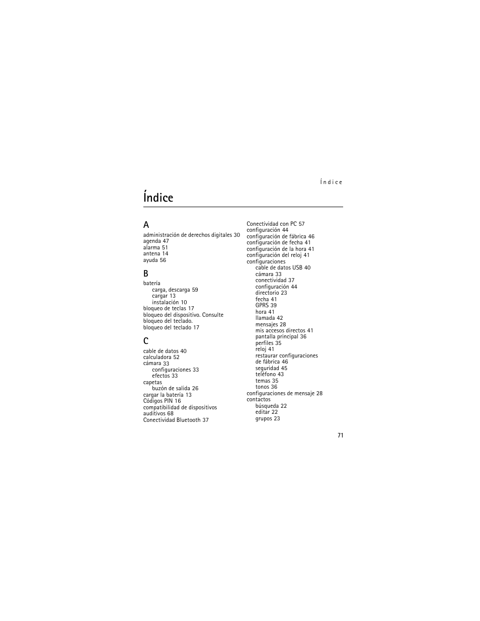 Índice | Nokia 3711 User Manual | Page 136 / 138