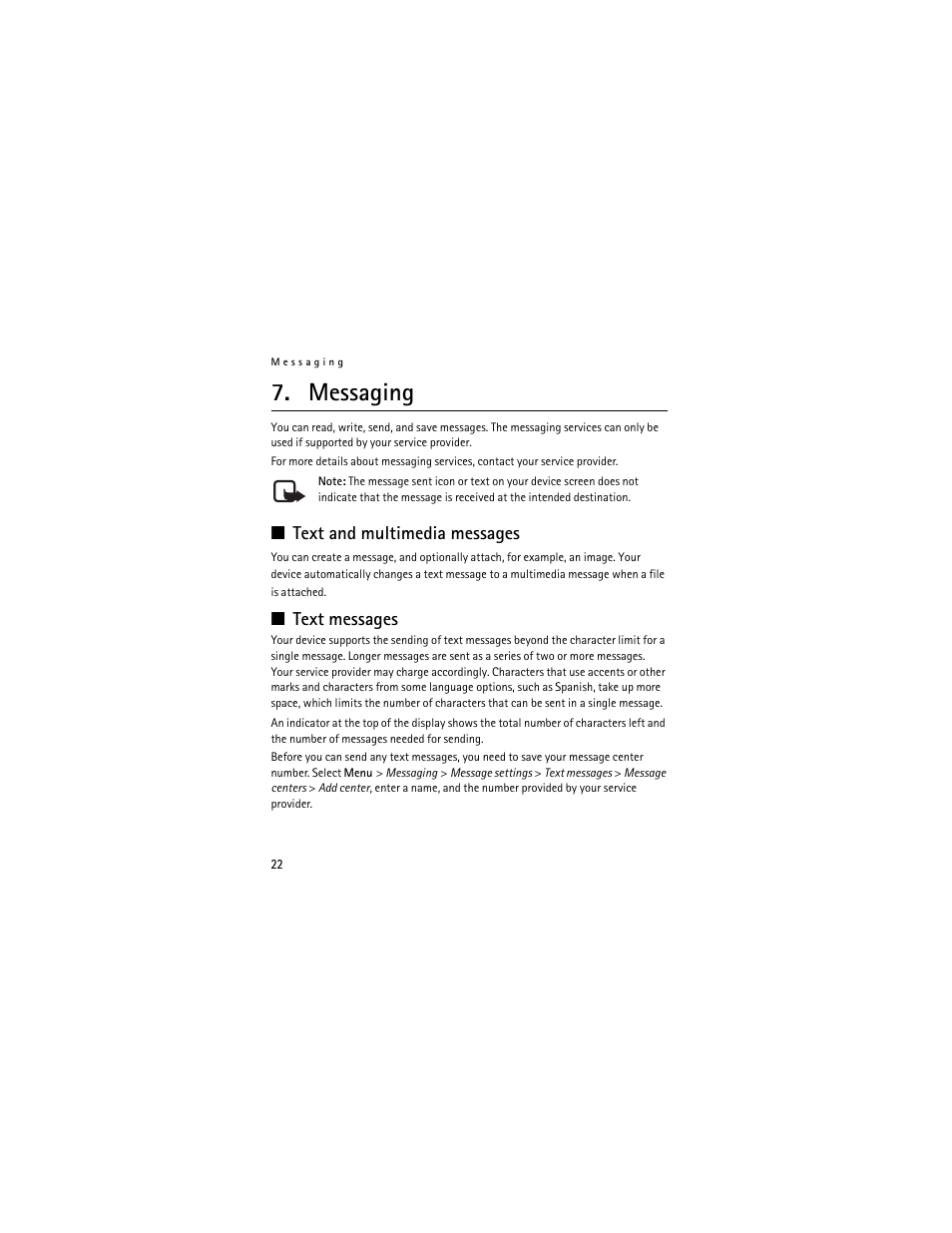 Messaging, Text and multimedia messages, Text messages | Nokia 3711 User Manual | Page 22 / 138