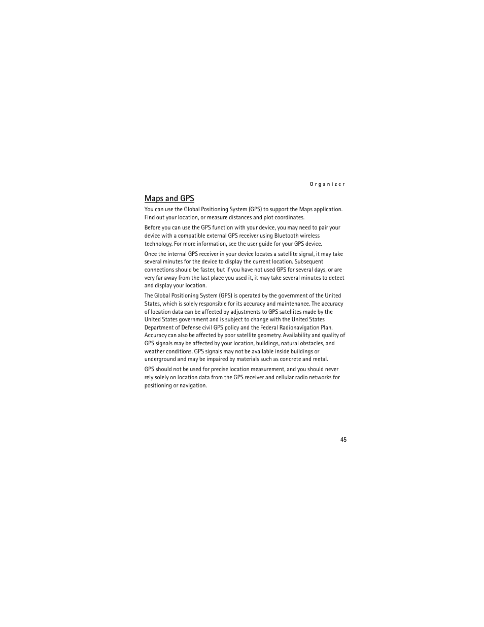 Maps and gps | Nokia 3711 User Manual | Page 45 / 138