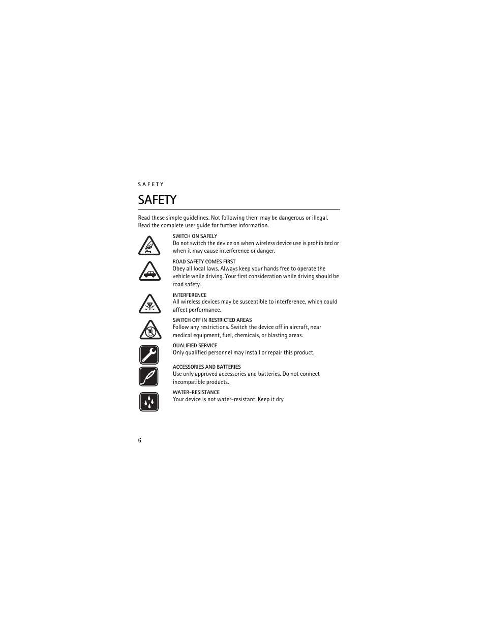 Safety | Nokia 3711 User Manual | Page 6 / 138