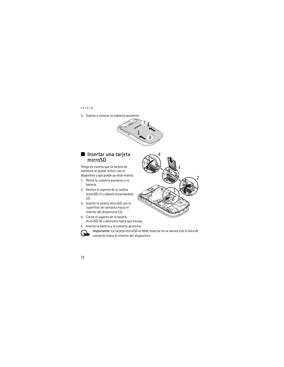 Insertar una tarjeta microsd | Nokia 3711 User Manual | Page 77 / 138