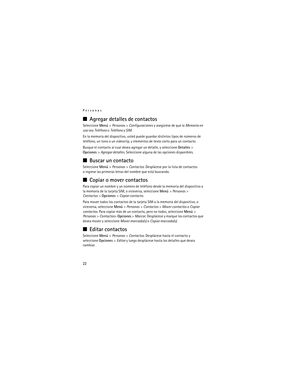 Agregar detalles de contactos, Buscar un contacto, Copiar o mover contactos | Editar contactos | Nokia 3711 User Manual | Page 87 / 138