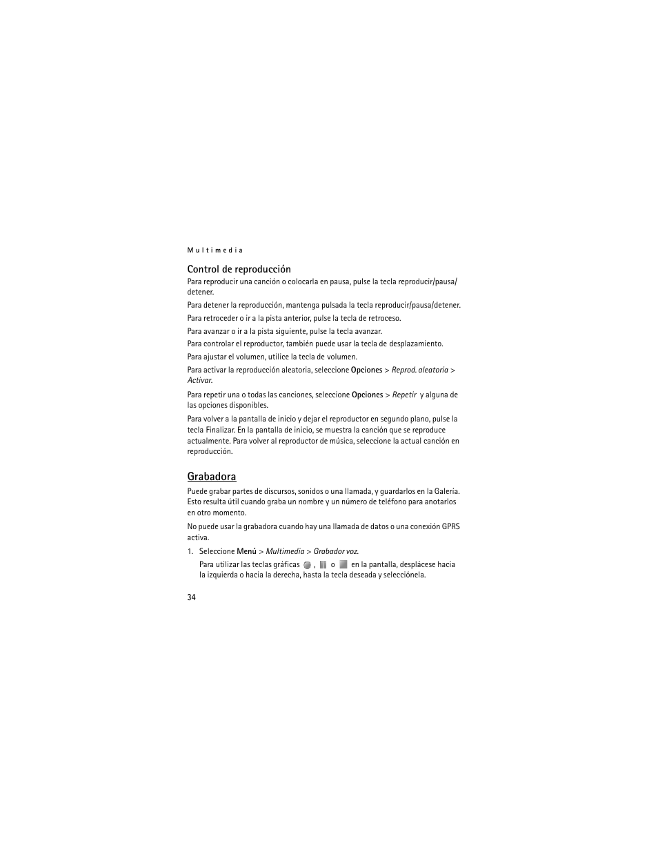 Control de reproducción, Grabadora | Nokia 3711 User Manual | Page 99 / 138