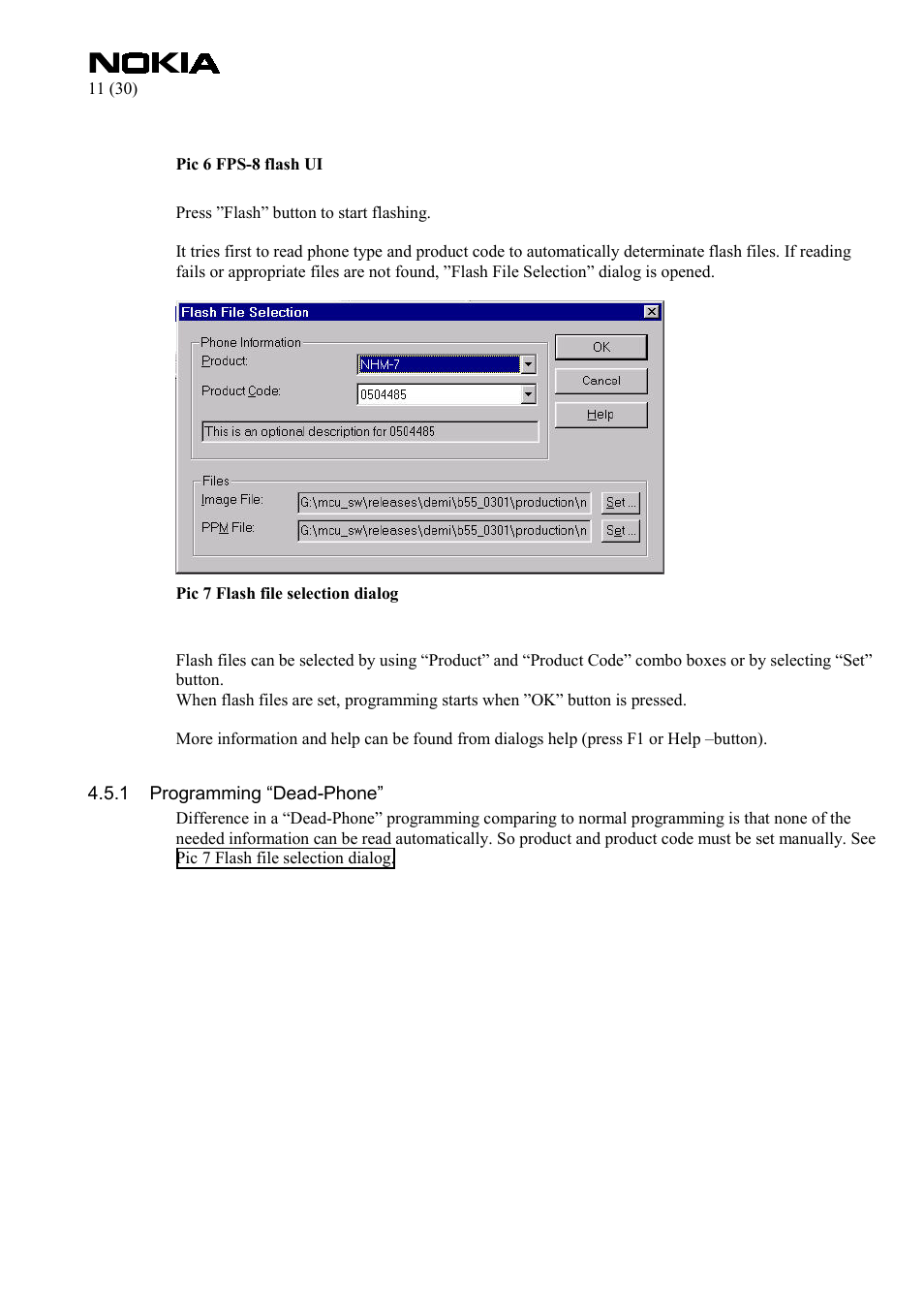 Programming “dead-phone | Nokia FPS-8 User Manual | Page 11 / 30