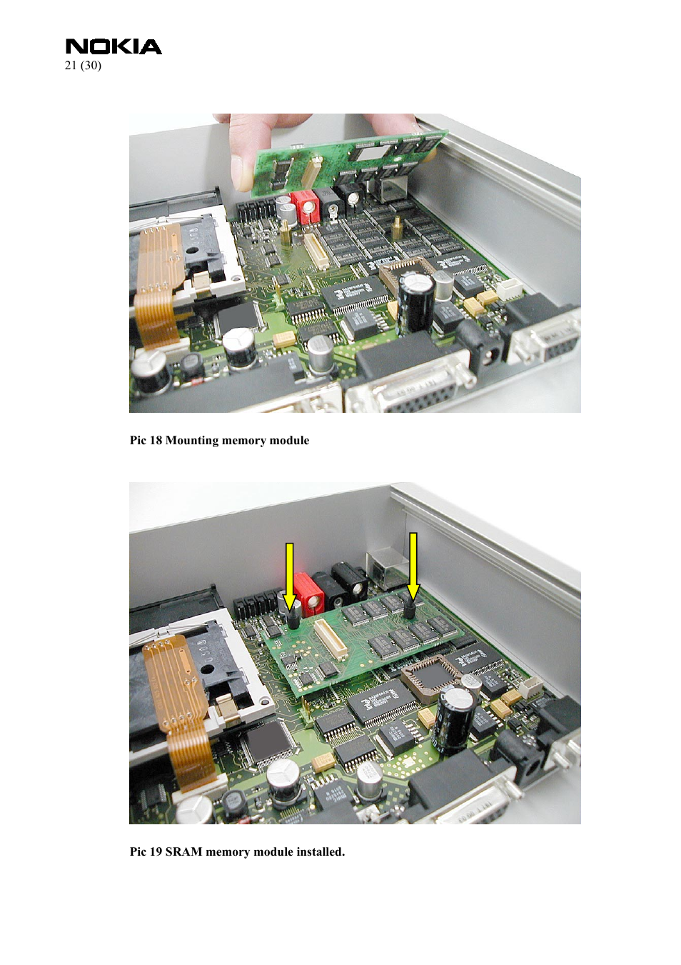 Pic 18 mounting memory module). p | Nokia FPS-8 User Manual | Page 21 / 30
