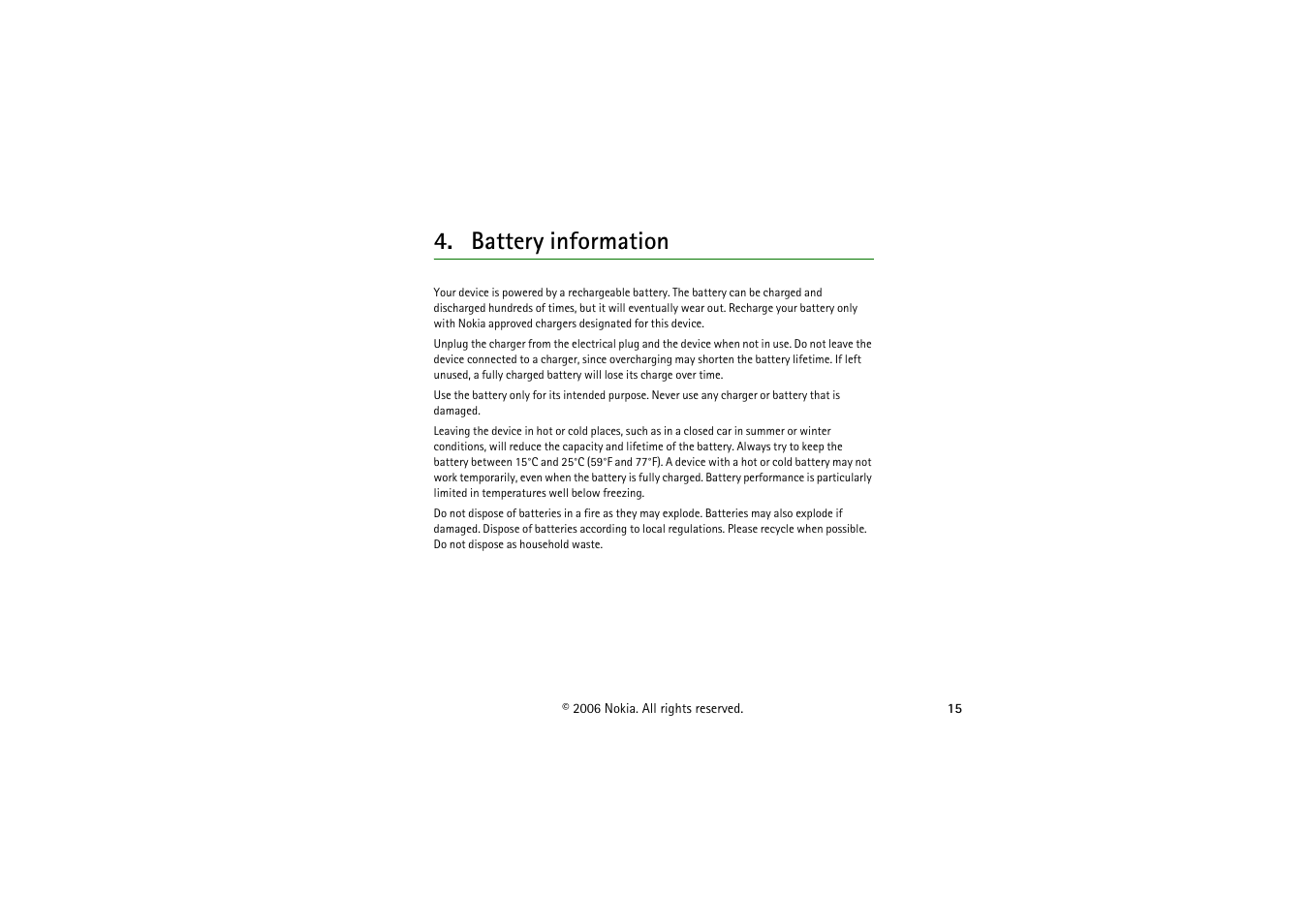 Battery information | Nokia BH-501 User Manual | Page 15 / 17