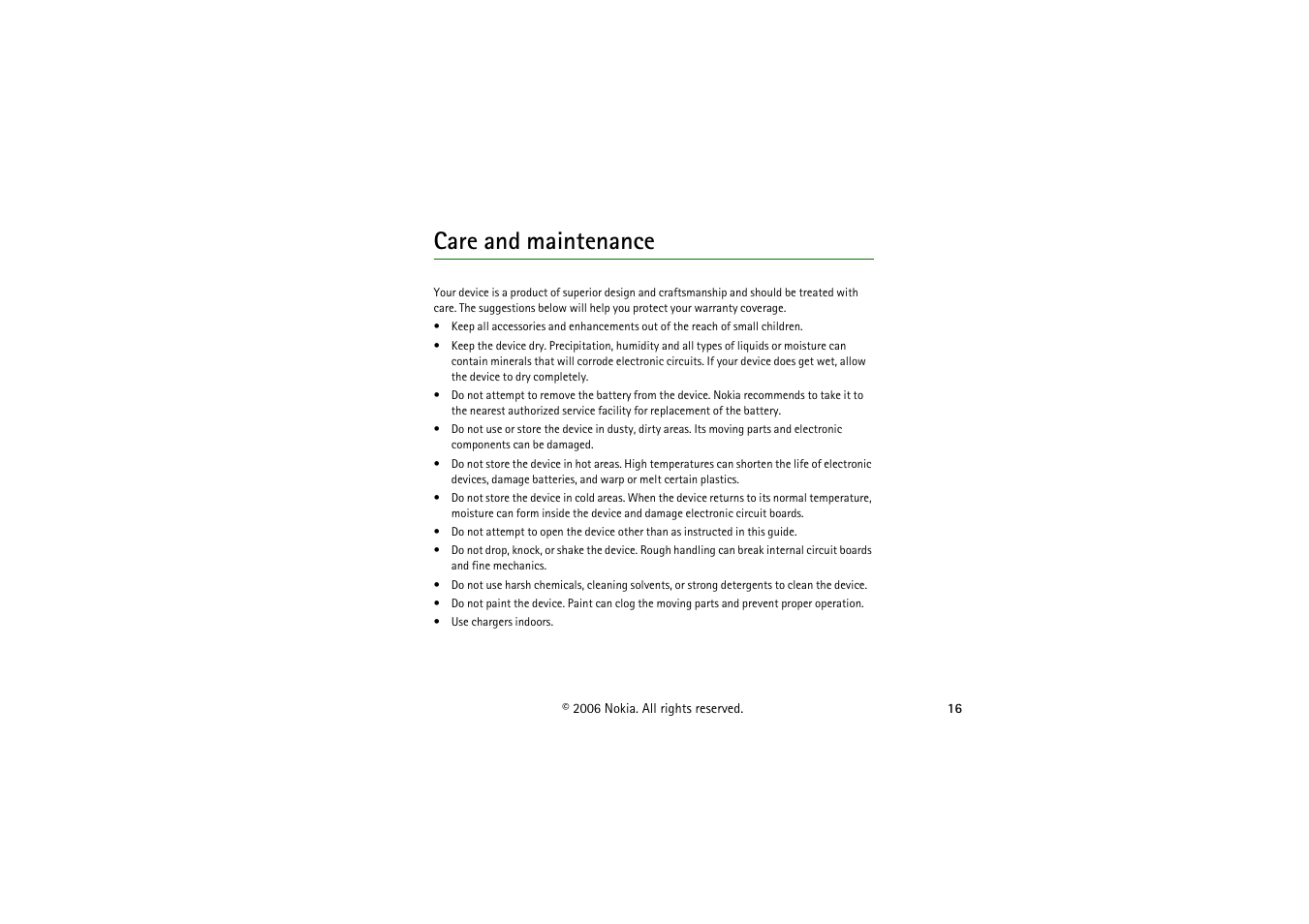 Care and maintenance | Nokia BH-501 User Manual | Page 16 / 17