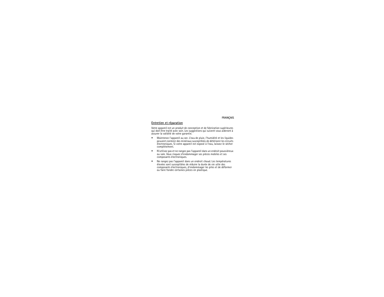 Entretien et réparation | Nokia WH-800 User Manual | Page 27 / 29