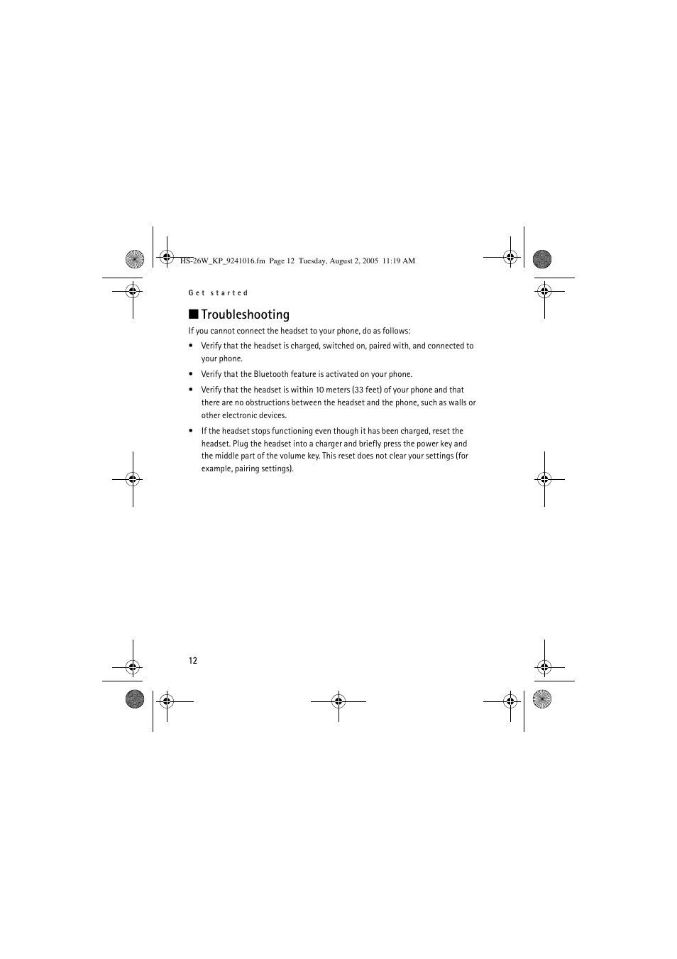 Troubleshooting | Nokia HS 26W User Manual | Page 12 / 80