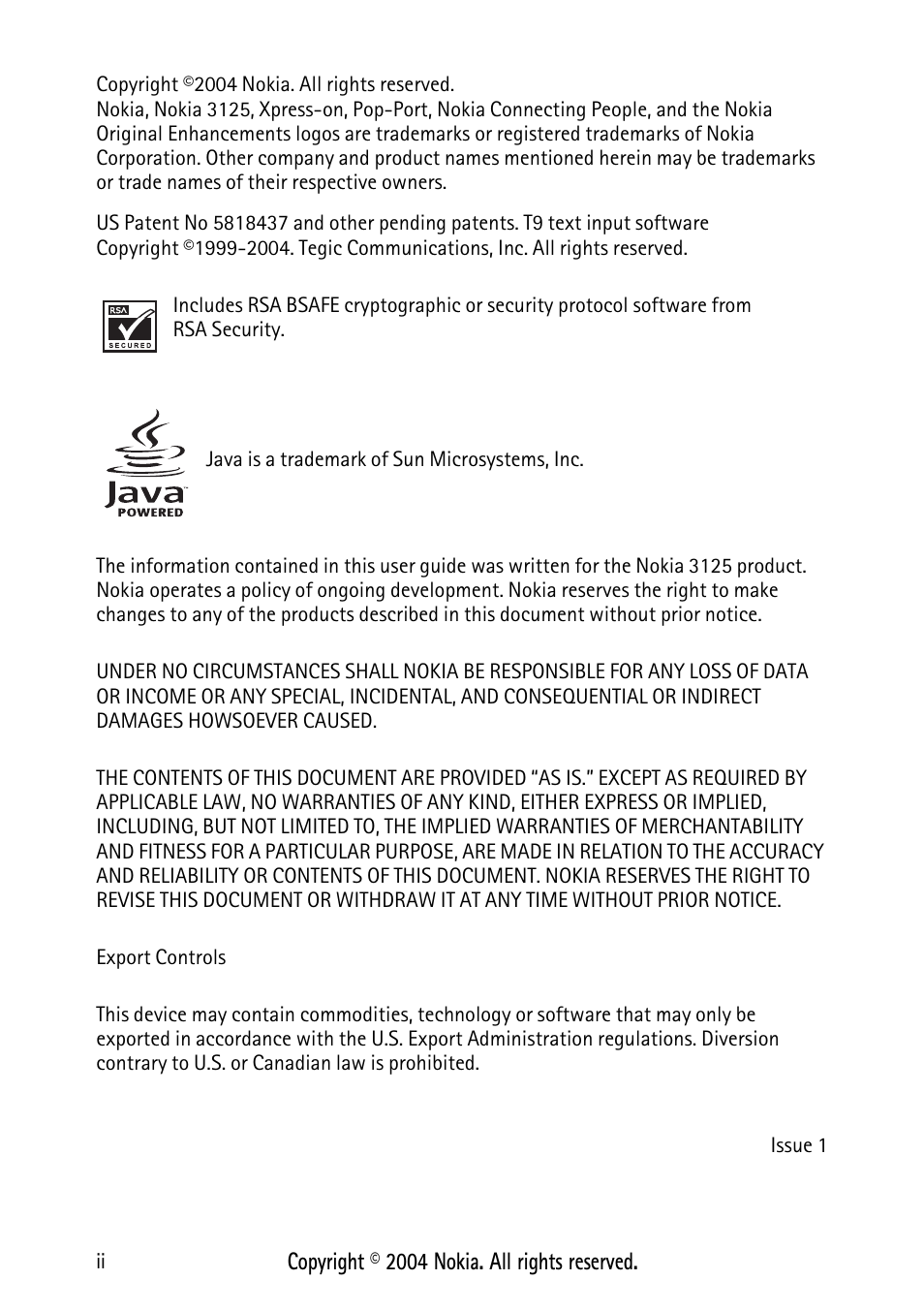 Nokia XPRESS-ON 3125 User Manual | Page 2 / 91