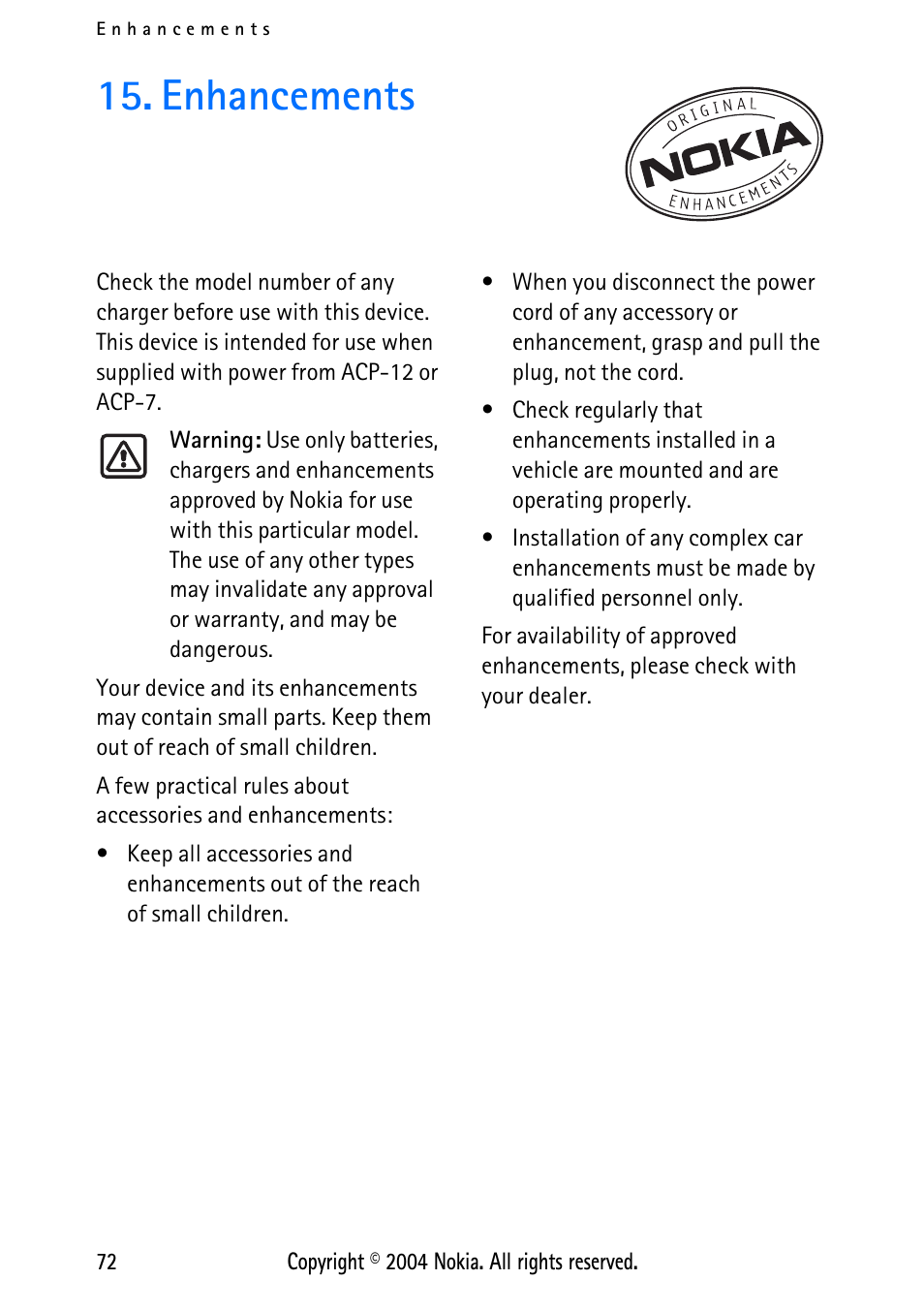 Enhancements | Nokia XPRESS-ON 3125 User Manual | Page 82 / 91