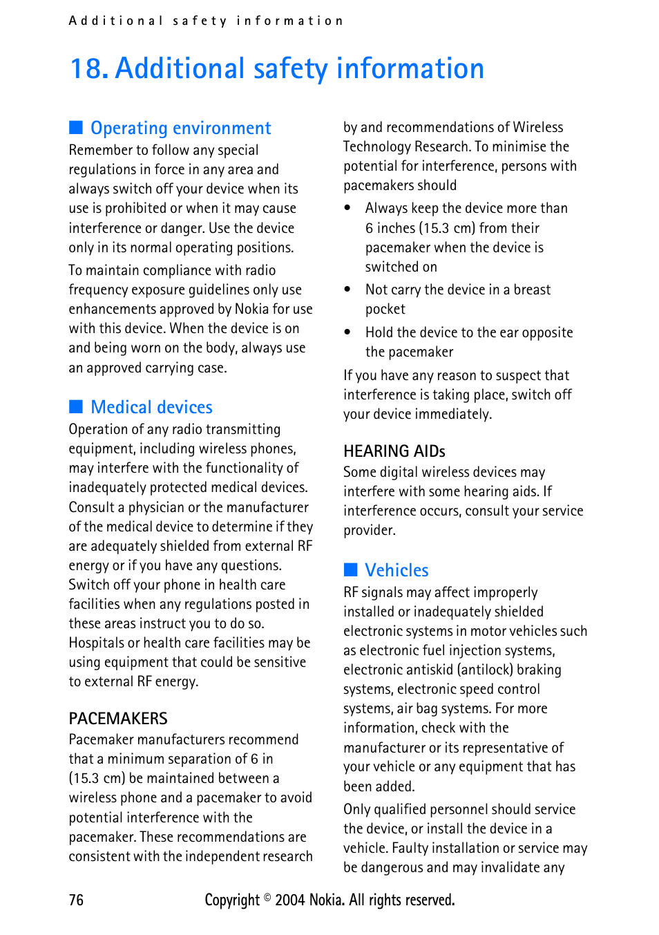 Additional safety information | Nokia XPRESS-ON 3125 User Manual | Page 86 / 91