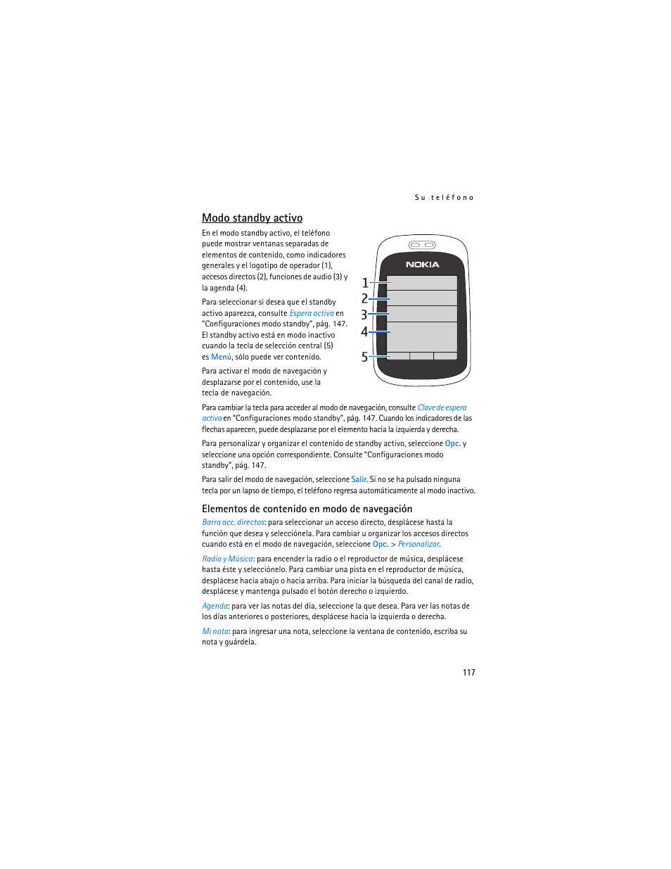 Modo standby activo, 117 y | Nokia 6086i User Manual | Page 118 / 209